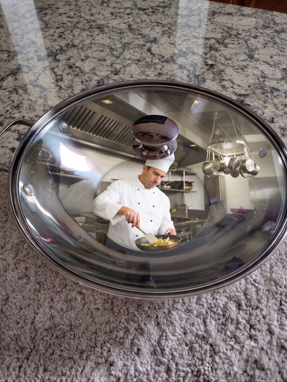 Stainless Steel Wok with Lid - Silver